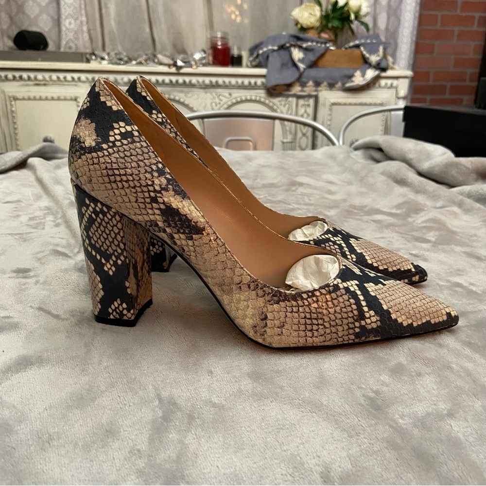 Stuart Weitzman Adria Python Print Pointed Toe Le… - image 6